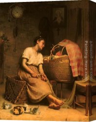 Peel Canvas Paintings - Mother Love by Paul Peel