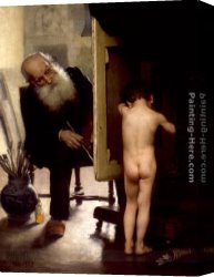 Peel Canvas Paintings - The Modest Model by Paul Peel