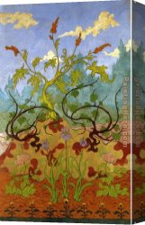 Les Iris Jaunes 1824 Canvas Paintings - Iris and Large Yellow and Mauve Flowers by Paul Ranson