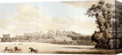 View of a Riverside Dutch Town Canvas Paintings - View Of Windsor Castle And Part Of The Town From The Spital Hill by Paul Sandby