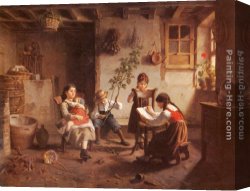 Lessons Canvas Paintings - The Reading Lesson by Paul Seignac
