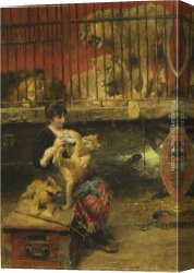 Wilhelm Canvas Paintings - Feeding The Cubs by Paul Wilhelm Meyerheim
