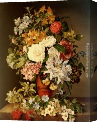 Junge Frau Mit Strohhut Als Verk Canvas Paintings - Stilleben Mit Blumen by Pauline Koudelka-Schmerling