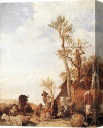 Peasant Family Canvas Paintings - Peasant Family with Animals by Paulus Potter