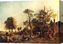 Farm Canvas Paintings - The Farm by Paulus Potter