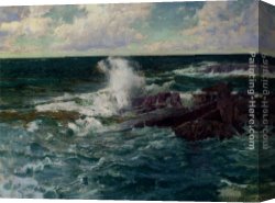 Breaking Canvas Paintings - Breaking Waves by Peder Knudsen