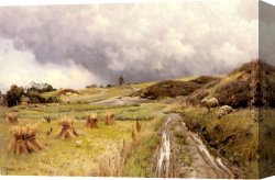 Peder Mork Monsted Canvas Paintings - A Pastoral Landscape after a Storm by Peder Mork Monsted