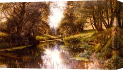 Peder Mork Monsted Canvas Paintings - A Winding Stream In Summe by Peder Mork Monsted