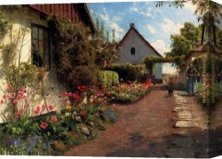 Peder Mork Monsted Canvas Paintings - In The Garden by Peder Mork Monsted