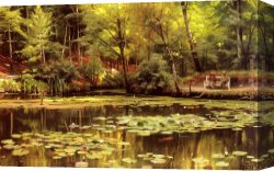 Peder Mork Monsted Canvas Paintings - Waterlilies by Peder Mork Monsted