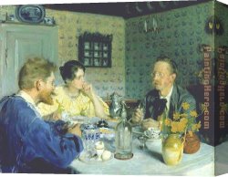Otto Canvas Paintings - Almuerzo con Otto Benzon by Peder Severin Kroyer
