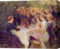 Peder Mork Monsted Canvas Paintings - Hip hip hurra by Peder Severin Kroyer