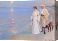 Peder Mork Monsted Canvas Paintings - Tarde de verano en Skagen by Peder Severin Kroyer