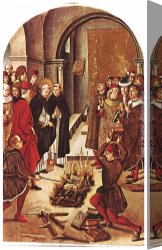 St Dominic Canvas Paintings - St Dominic and the Albigenses by Pedro Berruguete