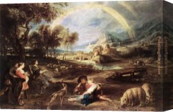 The Denying of Peter Canvas Paintings - Landscape with a Rainbow by Peter Paul Rubens