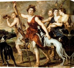 The Booty Hunting with Dogs Canvas Paintings - Morning call hunting by Peter Paul Rubens