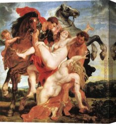 The Daughters of Judah in Babylon Canvas Paintings - Rape of the Daughters of Leucippus by Peter Paul Rubens