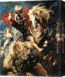 St George And The Dragon, Victory Leading Sketch-model for a Proposed War Memorial Canvas Paintings - St George Dragon Rubens by Peter Paul Rubens