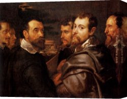 Several Circles Canvas Paintings - The Mantuan Circle Of Friends by Peter Paul Rubens
