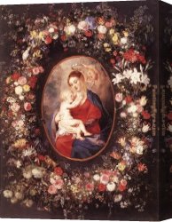 The Virgin And Child with Five Angels Canvas Paintings - The Virgin and Child in a Garland of Flower by Peter Paul Rubens