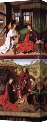 Nativity Canvas Paintings - Annunciation and Nativity by Petrus Christus