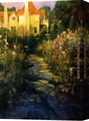 Philip Canvas Paintings - Garden Walk at Sunset by Philip Craig