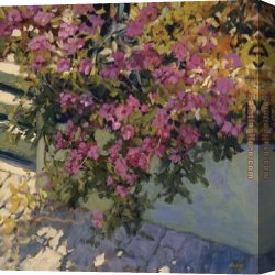 Philip Canvas Paintings - Steps and Summer Flowers by Philip Craig