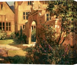A Mediterranean Courtyard Canvas Paintings - Sunlit Courtyard by Philip Craig