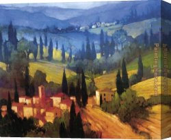 A View of The Forum Canvas Paintings - Tuscan Valley View by Philip Craig