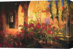 Figures in The Courtyard of a Mosque Canvas Paintings - Twilight Courtyard by Philip Craig