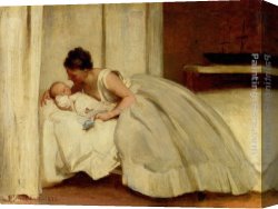 Letter Canvas Paintings - 'Letter from Daddy' by Philip Hermogenes Calderon