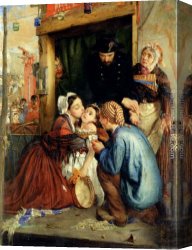 French Canvas Paintings - French Peasants Finding Their Stolen Child by Philip Hermogenes Calderon