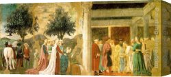(holy Canvas Paintings - Adoration of the Holy Wood and the Meeting of Solomon and the Queen of Sheba by Piero della Francesca