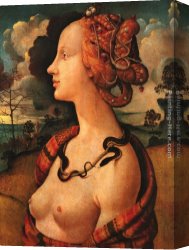Piero Canvas Paintings - Portrait of Simonetta Vespucci by Piero di Cosimo