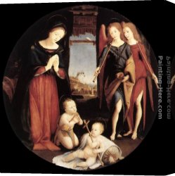 Piero Canvas Paintings - The Adoration of the Christ Child by Piero di Cosimo