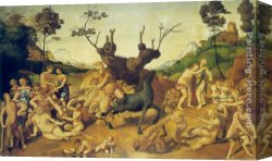 Piero Canvas Paintings - The Misfortunes of Silenus by Piero di Cosimo