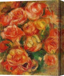 Renoir Canvas Paintings - A Bowlful Of Roses by Pierre Auguste Renoir
