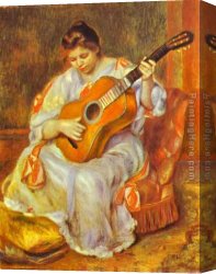 Renoir Canvas Paintings - A Woman Playing the Guitar by Pierre Auguste Renoir