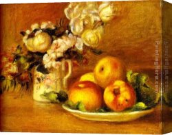 Les Iris Jaunes 1824 Canvas Paintings - Apples and Flowers (Les pommes et fleurs) by Pierre Auguste Renoir