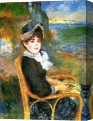 Renoir Canvas Paintings - Au bord de la mer by Pierre Auguste Renoir