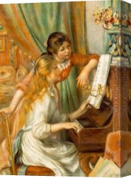 Piano Canvas Paintings - Girls at The Piano by Pierre Auguste Renoir