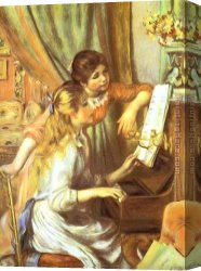 Piano Canvas Paintings - Girls at the Piano I by Pierre Auguste Renoir