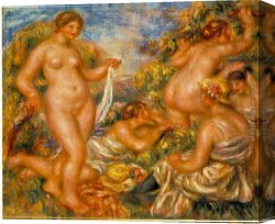 Renoir Canvas Paintings - Les baigneuses by Pierre Auguste Renoir