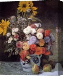 Renoir Canvas Paintings - Mixed Flowers In An Earthware Pot by Pierre Auguste Renoir