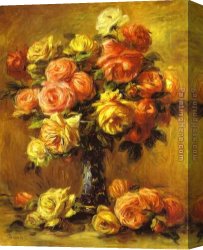 Renoir Canvas Paintings - Roses in a Vase by Pierre Auguste Renoir