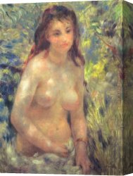 Renoir Canvas Paintings - Study Torso Sunlight Effect by Pierre Auguste Renoir