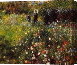 Woman with a Mirror Canvas Paintings - Summer Landscape Aka Woman With A Parasol In A Garden by Pierre Auguste Renoir