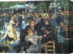 Renoir Canvas Paintings - The Ball at the Moulin de la Galette by Pierre Auguste Renoir