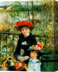 Renoir Canvas Paintings - Two Sisters on the Terrace by Pierre Auguste Renoir