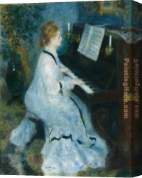 Piano Canvas Paintings - Woman at the Piano by Pierre Auguste Renoir